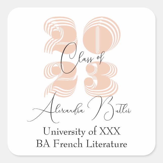 Adesivo Quadrado Turma de 2023 Favor de festa de agradecimento de p (Frente)