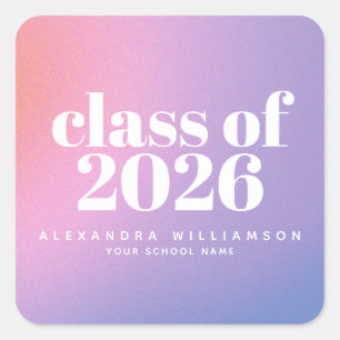 Adesivo Quadrado Turma de 2024 Graduação Personalizada Gradiente Ro