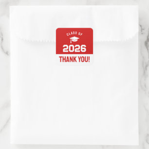 Adesivo Quadrado Turma Mínima Vermelha de 2026 Obrigado