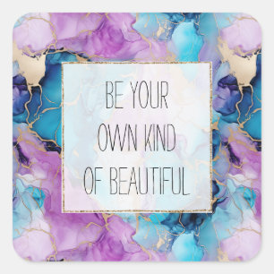 Adesivo Quadrado Turquesa Aqua Purple Dourado Marble