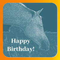 Turquesa Feliz Aniversário da Cabeça de Cavalo
