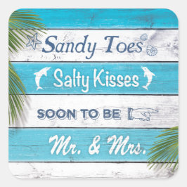 Adesivo Quadrado Turquesa Sandy Toes Salty Kisses Sticker