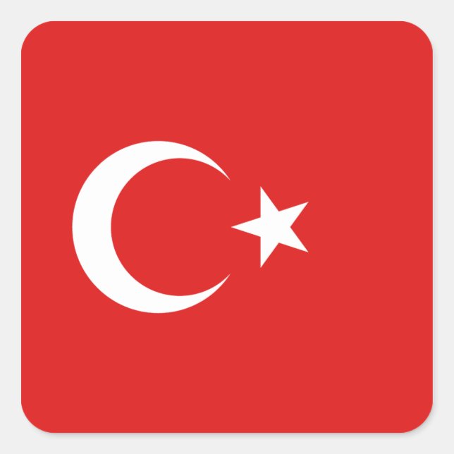 Adesivo Quadrado Turquia Flag Sticker (Frente)