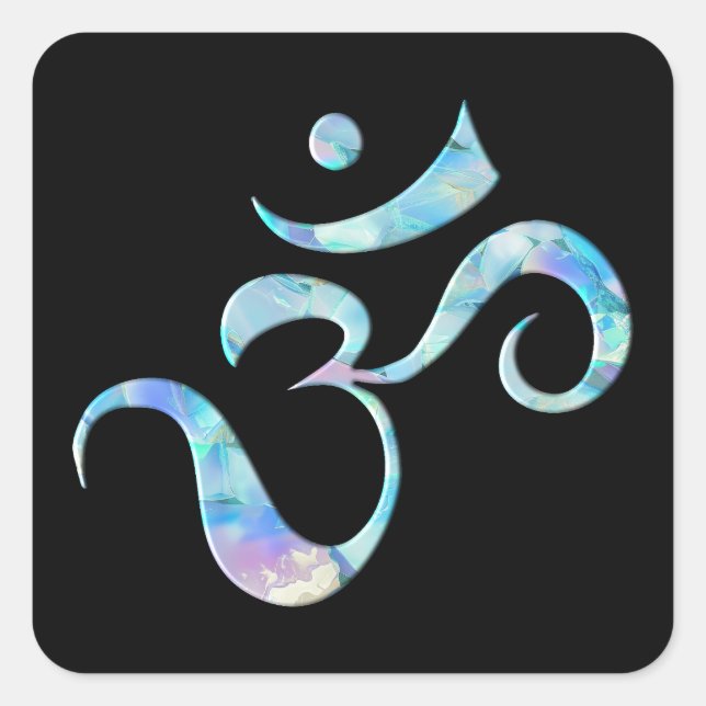 Adesivo Quadrado Turquoise Marbled Om (Frente)