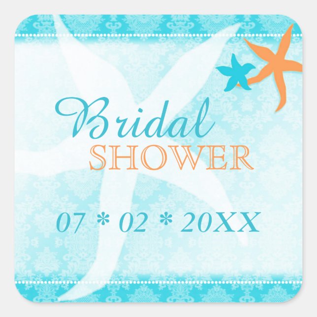 Adesivo Quadrado Turquoise Orange Beach Chá de panela (Frente)