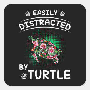 Adesivo Quadrado Turtle Lover   Facilmente Distraído Pela Tartaruga