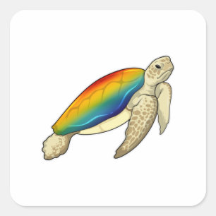 Adesivo Quadrado Turtle Rainbow