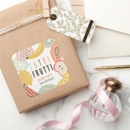 Adesivo Quadrado Tutti Frutti Colorida Fruta segundo aniversário