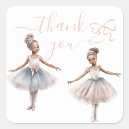 Adesivo Quadrado Tutu Cute Elegante Ballerina Aniversário Obrigado