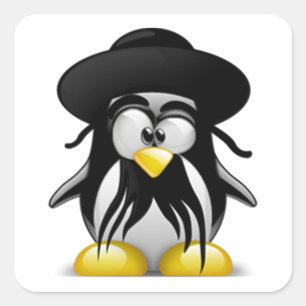 Adesivo Quadrado Tux judaico (Linux Tux)