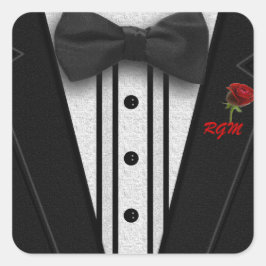 Adesivo Quadrado Tuxedo com Arco Tie Monograma
