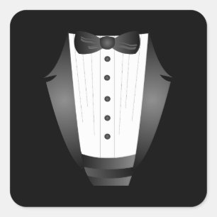 Adesivo Quadrado Tuxedo preto do Padrinho de casamento da Equipe de