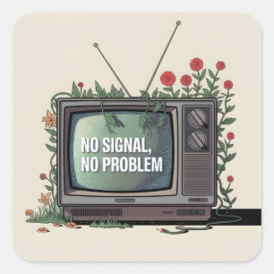 Adesivo Quadrado TV de Desintoxicação Digital com "Sem Sinal, Sem P