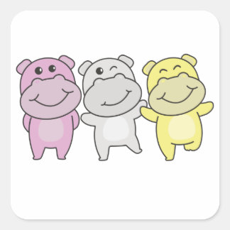 Adesivo Quadrado Twink Flag Pride Lgbtq Cute Hippo Square Sticker