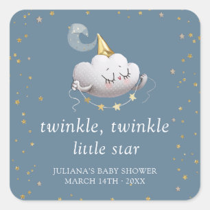 Adesivo Quadrado Twinkle Twinkle - Pequena Chá de fraldas de Estrel