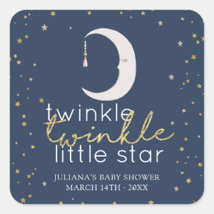 Adesivo Quadrado Twinkle Twinkle - Pequena Chá de fraldas de Estrel