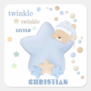 Adesivo Quadrado Twinkle Twinkle Pequena Estrela Bebê Ursinho