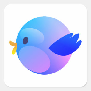 Adesivo Quadrado Twitter, Tweet, Pássaro