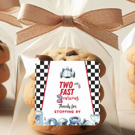 Adesivo Quadrado Two Fast 2nd birthday Boy Racing Thank You 