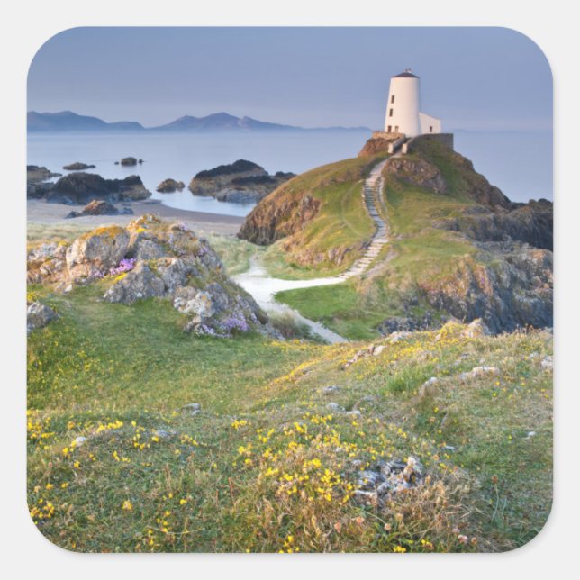 Adesivo Quadrado Twr Mawr Lighthouse Na Ilha Llanddwyn (Frente)