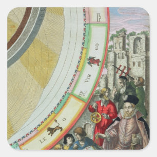 Adesivo Quadrado Tycho Brahe , detalhe de um mapa mostrando seu