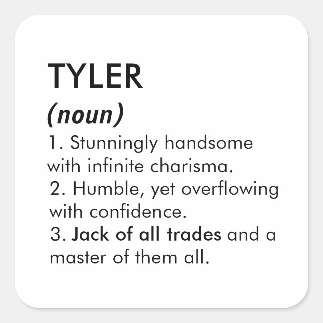 Adesivo Quadrado Tyler name, Editable name, Custom name (Frente)