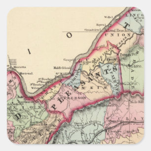 Adesivo Quadrado Tyler, Ritchie, Pleasants, Wood, condados Wirt