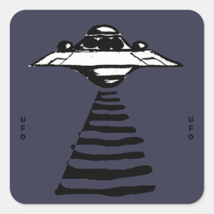 Adesivo Quadrado U.F.O - Preto & branco no roxo