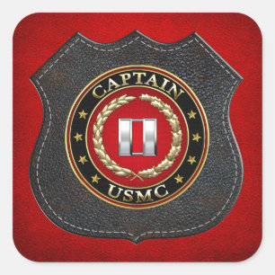 Adesivo Quadrado U.S. Fuzileiros navais: Captain (capitão) do USMC