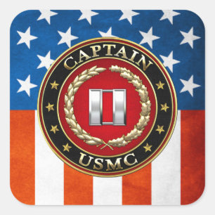 Adesivo Quadrado U.S. Fuzileiros navais: Captain (capitão) do USMC
