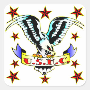 Adesivo Quadrado U.S.M.C. Tatuagem 2 de Eagle da velha escola