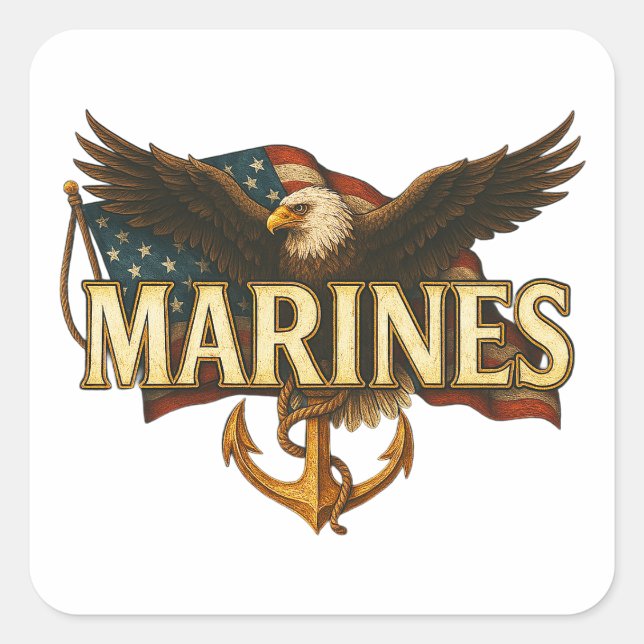 Adesivo Quadrado U.S. Marine Square Sticker (Frente)