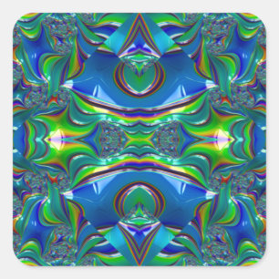 Adesivo Quadrado ~UAU! Azul brilhante, verde, vermelho ~