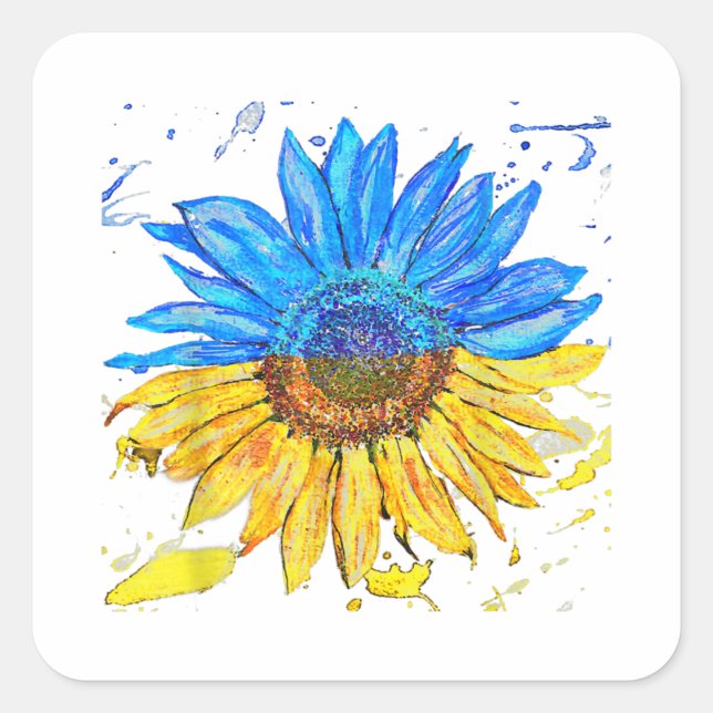 Adesivo Quadrado Ucrânia Bandeira Girassol Vintage Camisa Ucraniana