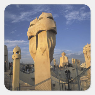 Adesivo Quadrado UE, Espanha, Catalunha, Barcelona. Antonio Gaudi's