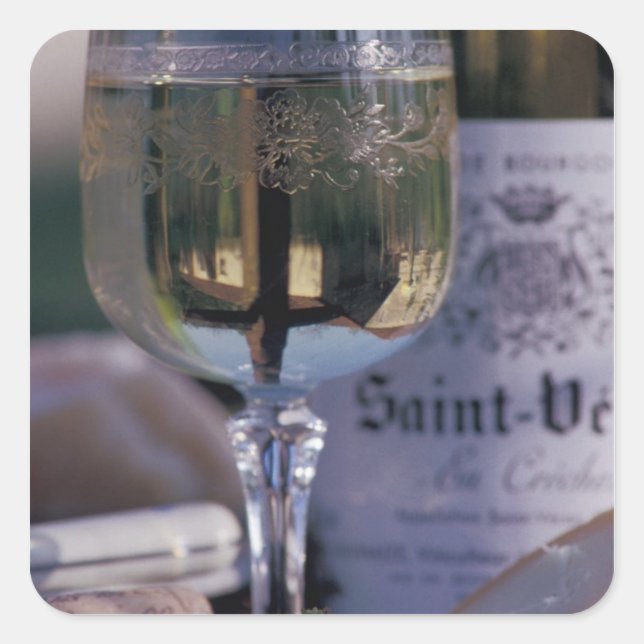 Adesivo Quadrado UE, França, Chablis, Vinho local (Frente)