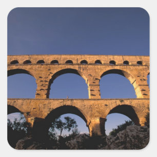 Adesivo Quadrado UE, França, Provença, Gard, Pont du Gard. romano
