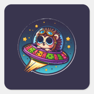 Adesivo Quadrado UFO Baby Hedgehog