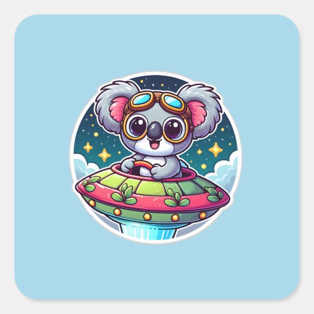 Adesivo Quadrado UFO Cute Koala (Frente)