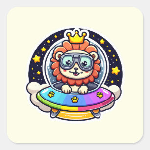 Adesivo Quadrado UFO Rainbow Lion