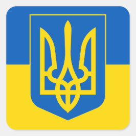 Adesivo Quadrado Ukrainian Coat of Arms. Trident. Truzyb. Sheet of