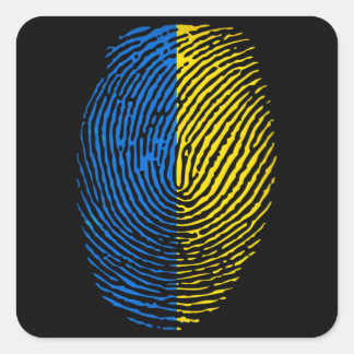 Adesivo Quadrado Ukrainian DNA blue yellow fingerprint