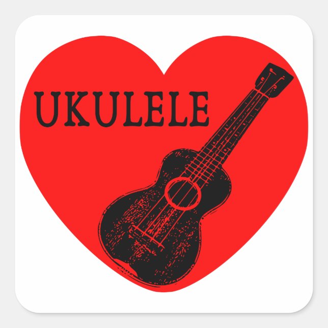 Adesivo Quadrado Ukulele Love (Frente)