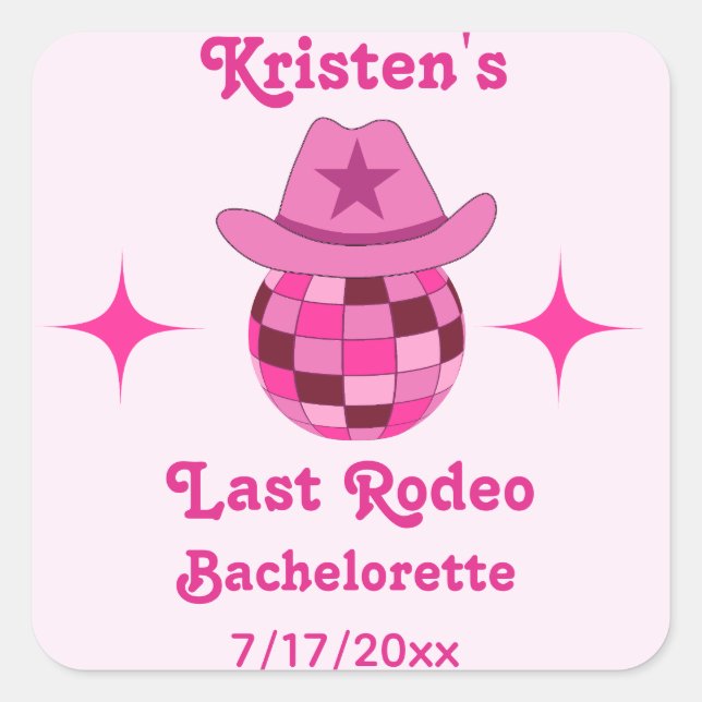 Adesivo Quadrado Última Bachelorette Rodeo Pink Disco (Frente)