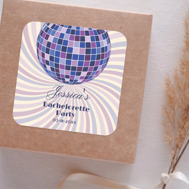 Adesivo Quadrado Última Festa de solteira de Descoco do Groovy 70s (Criador carregado)