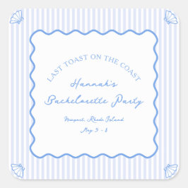 Adesivo Quadrado Última Torrada na Festa Azul da Solteirona da Cost