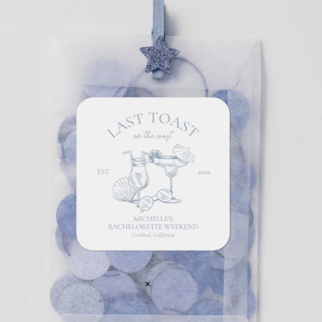 Adesivo Quadrado Última Torrada na Festa de Solteira da Costa (Criador carregado)