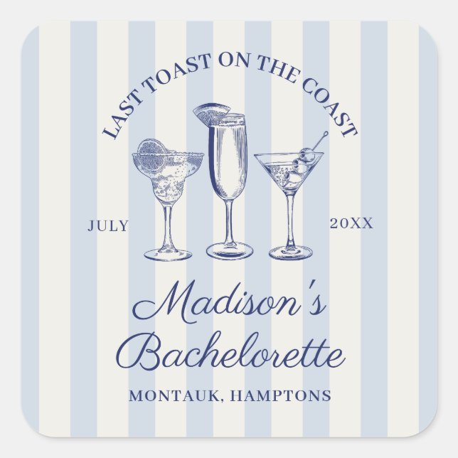 Adesivo Quadrado Último Brinde Na Costa Azul-Penteado Tirado (Frente)