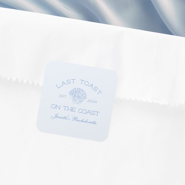 Adesivo Quadrado Último Brinde Na Festa de solteira Da Praia Costei (Last Toast On The Coast Beach Bachelorette Party Square Sticker)