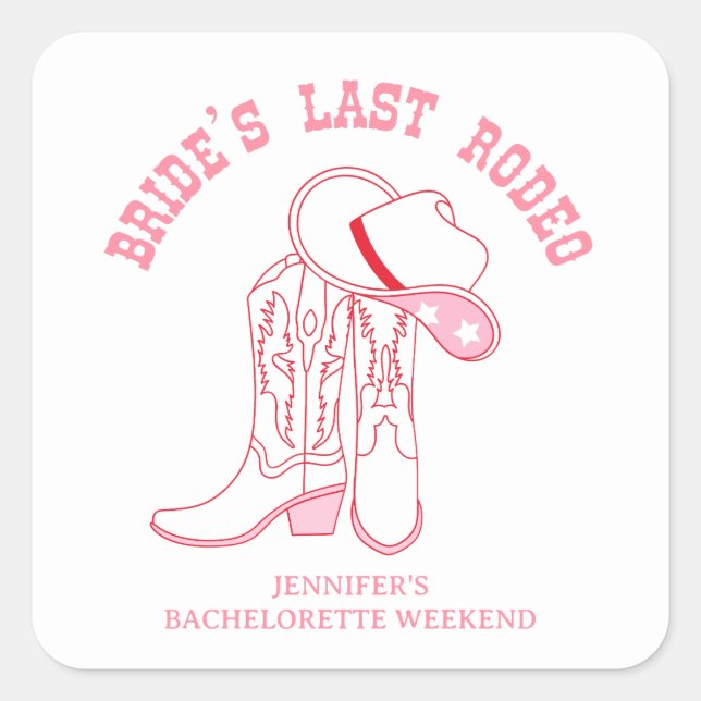 Adesivo Quadrado último rodeio da noiva despedida de solteira chá d (Frente)